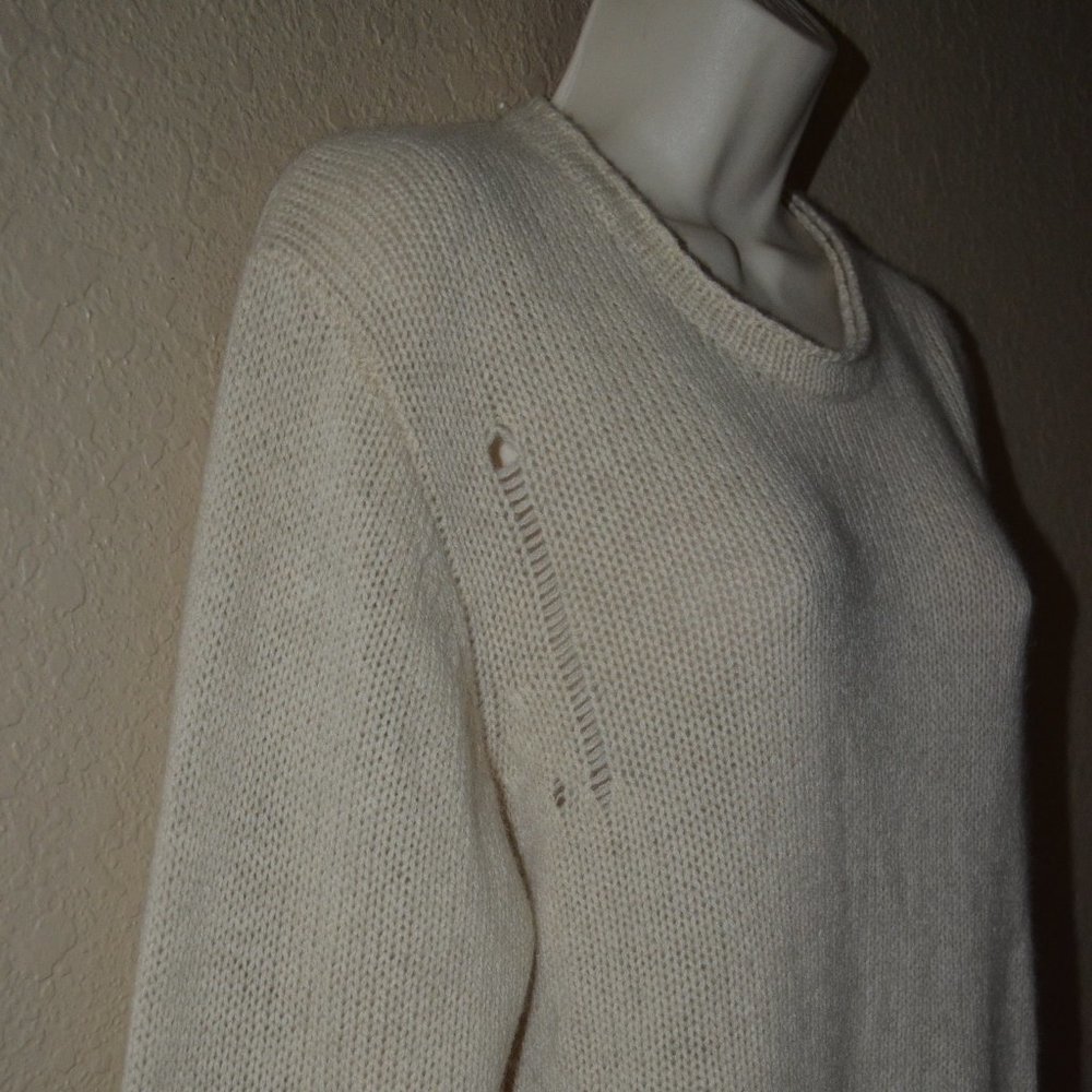 Sz 0 XS/S Raquel Allegra Beige Cashmere Distressed Oversized Sweater - Picture 3 of 8